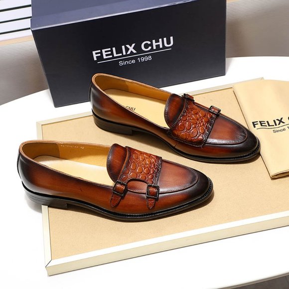 Men's Double Monk Strap Loafers Genuine Leather